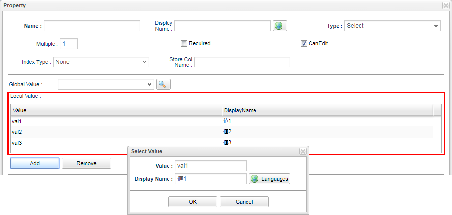 property set localvalue