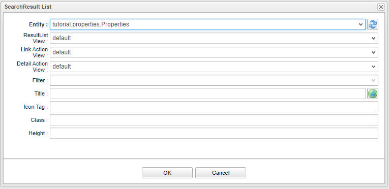 topview searchresultlistdialog properties