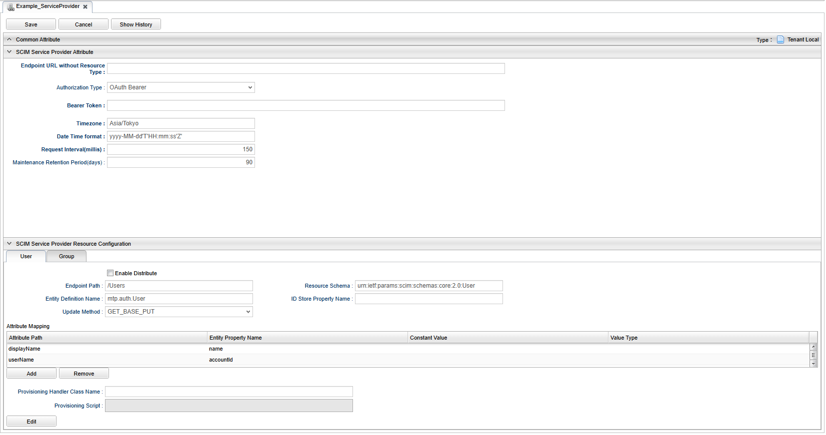 scim sp configure metadata configure