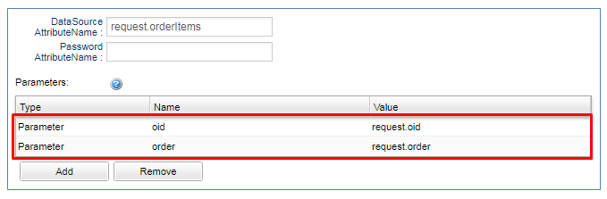 Template Setting ParametersAttributeName Template