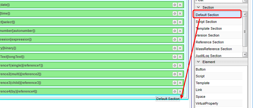 customize dropdefaultsection en