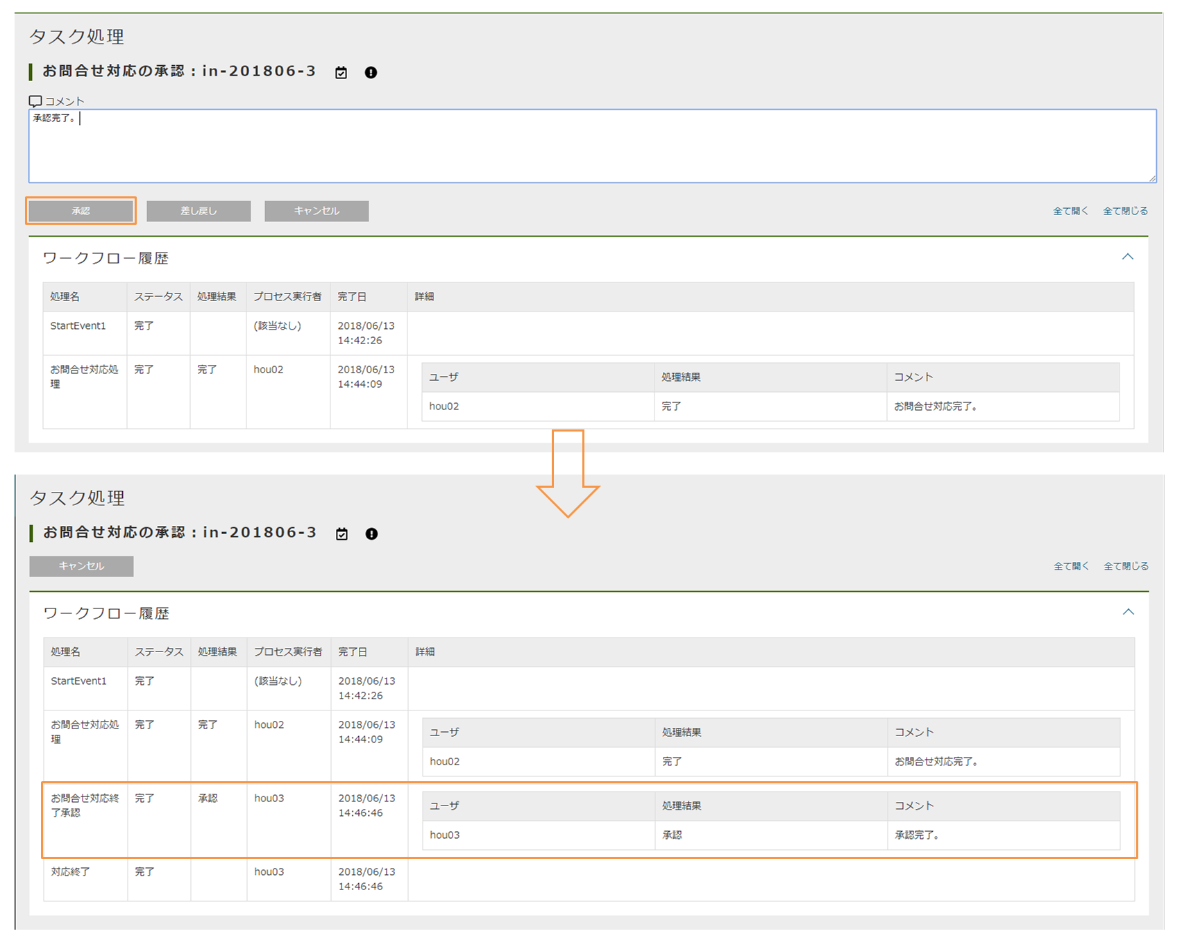 sample ec workflow inquiry processing usertasklist manager inquiry approve